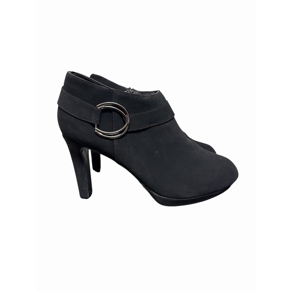 Impo Prisma Black Ankle Boots with Silver Buckle Size 11 EUC 4 in Heel